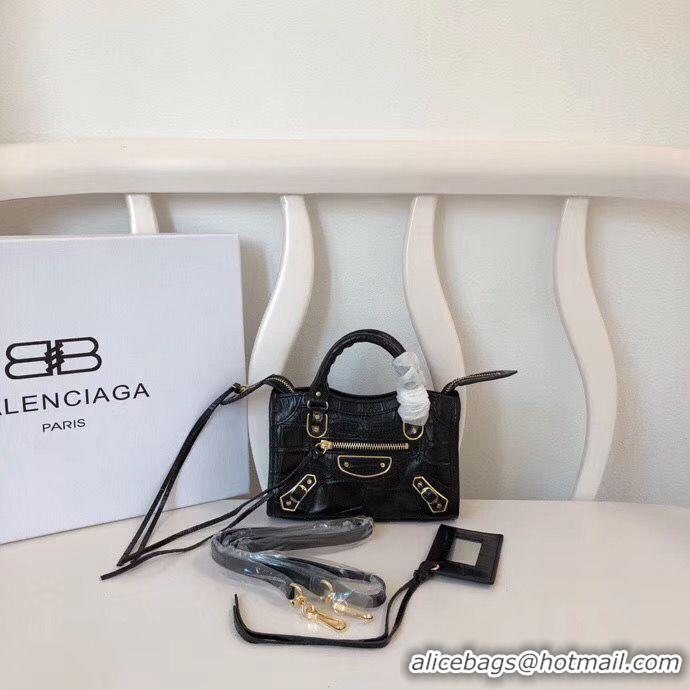 Balenciaga Mini Classic Crocodile Leather Bag B300296 Black