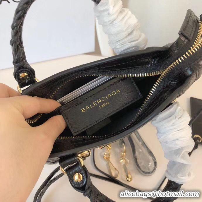 Balenciaga Mini Classic Crocodile Leather Bag B300296 Black