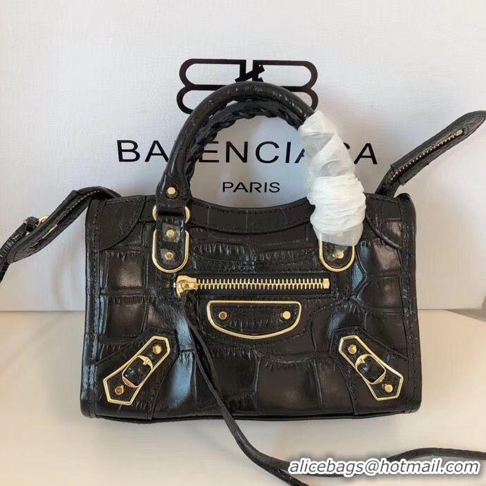 Balenciaga Mini Classic Crocodile Leather Bag B300296 Black