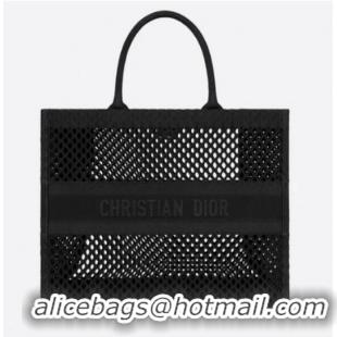 Top Quality DIOR BOOK TOTE Black Mesh Embroidery M1286Z