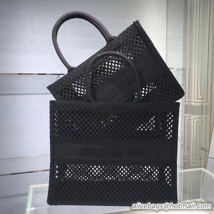 Top Quality DIOR BOOK TOTE Black Mesh Embroidery M1286Z