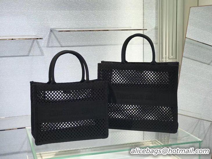 Top Quality DIOR BOOK TOTE Black Mesh Embroidery M1286Z