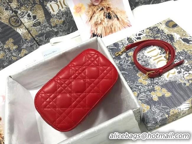 New Design DIOR Sheepskin cosmetic bag S5488 red