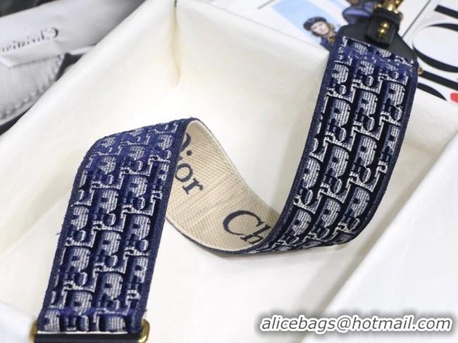 Popular Style Dior Oblique Embroidered Velvet SHOULDER STRAP S8540CWVF Blue