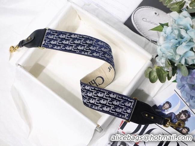 Popular Style Dior Oblique Embroidered Velvet SHOULDER STRAP S8540CWVF Blue