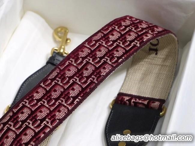 Well Crafted Dior Oblique Embroidered Velvet SHOULDER STRAP S8540CWVF-3 Burgundy