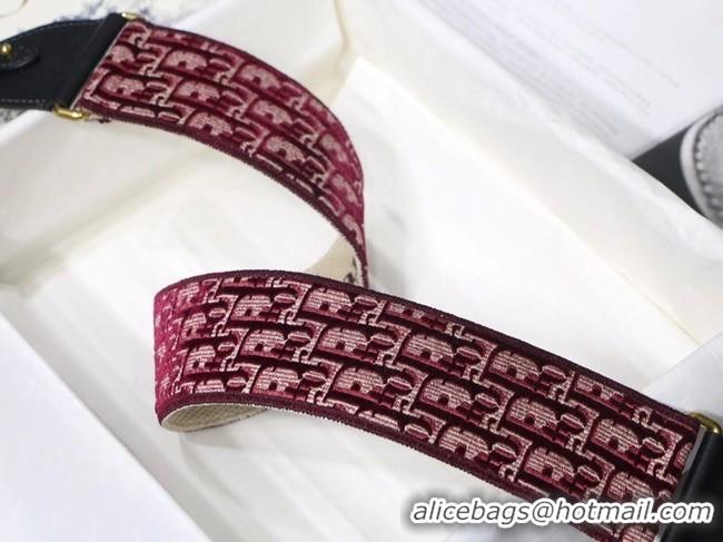 Well Crafted Dior Oblique Embroidered Velvet SHOULDER STRAP S8540CWVF-3 Burgundy