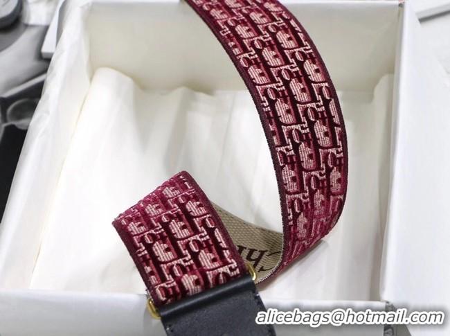 Well Crafted Dior Oblique Embroidered Velvet SHOULDER STRAP S8540CWVF-3 Burgundy