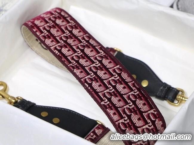 Well Crafted Dior Oblique Embroidered Velvet SHOULDER STRAP S8540CWVF-3 Burgundy