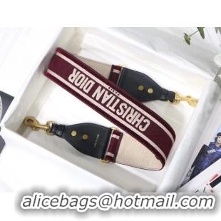 Famous Brand Dior Oblique Embroidered Velvet SHOULDER STRAP S8540CWVF-4 Burgundy