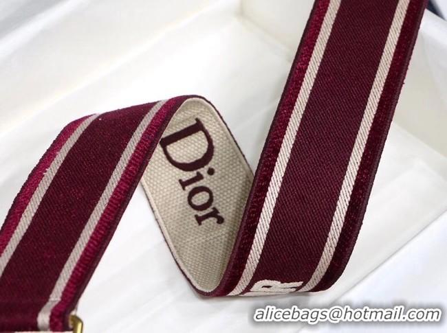 New Style Dior Oblique Embroidered Velvet SHOULDER STRAP S8540CWVF-5 Burgundy