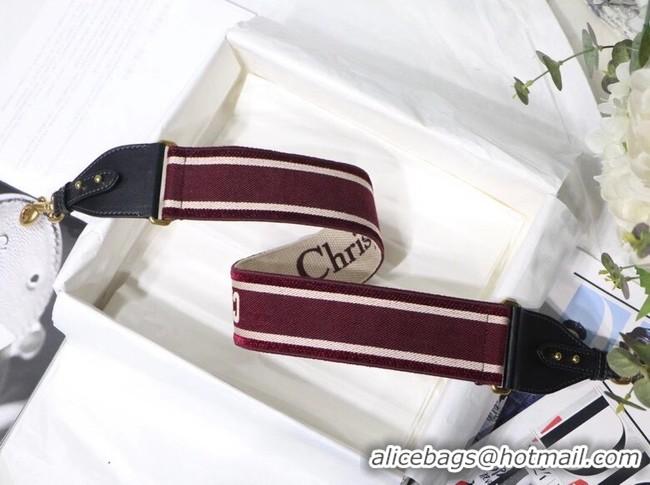 New Style Dior Oblique Embroidered Velvet SHOULDER STRAP S8540CWVF-5 Burgundy