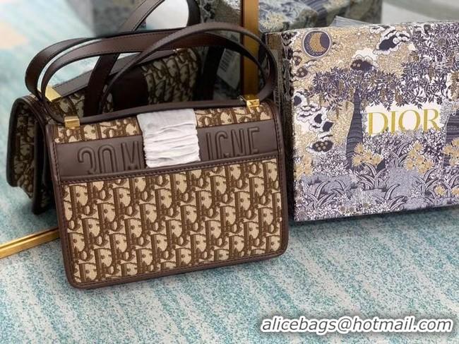 Buy Luxury DIOR BOOK TOTE SMALL Oblique Embroidered M1296ZW Brown