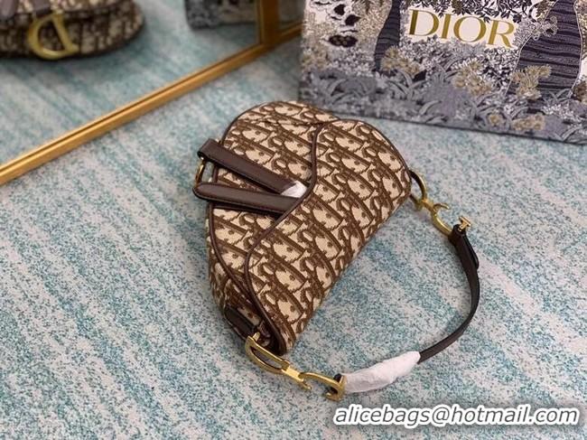 New Design SMALL SADDLE BAG Dior Oblique Embroidered M1296ZW Brown