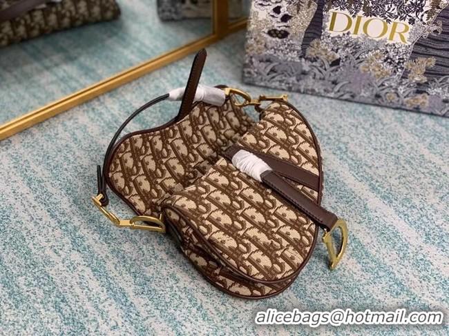 New Design SMALL SADDLE BAG Dior Oblique Embroidered M1296ZW Brown