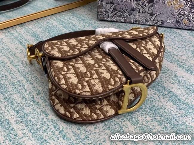 New Design SMALL SADDLE BAG Dior Oblique Embroidered M1296ZW Brown