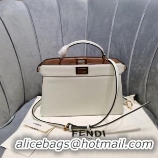 Unique Discount Fendi PEEKABOO ISEEU EAST-WEST leather bag 8BN323A white