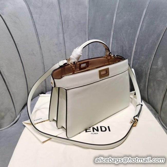 Unique Discount Fendi PEEKABOO ISEEU EAST-WEST leather bag 8BN323A white