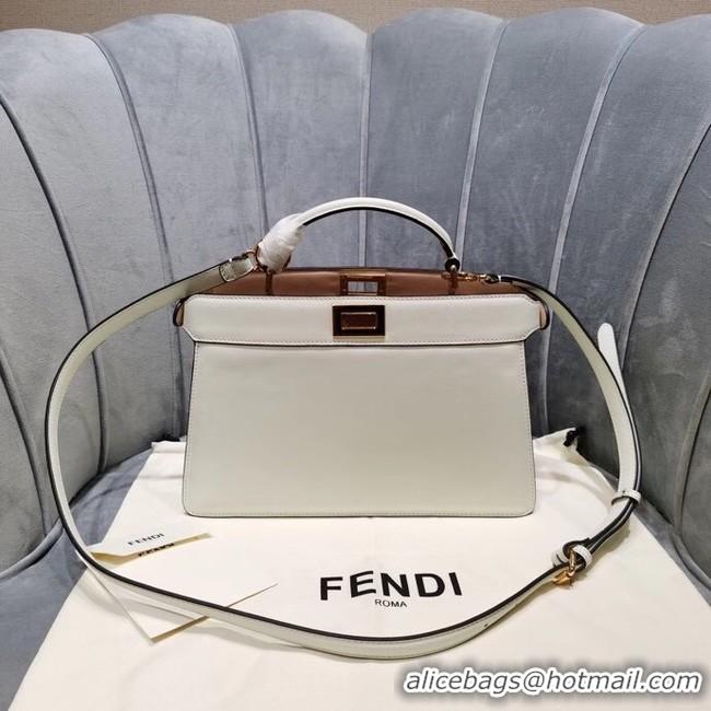 Unique Discount Fendi PEEKABOO ISEEU EAST-WEST leather bag 8BN323A white