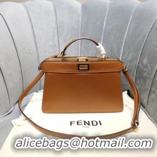 Best Cheapest Fendi PEEKABOO ISEEU EAST-WEST leather bag 8BN323A brown