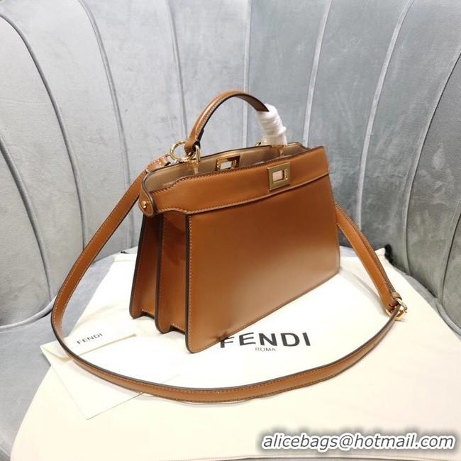 Best Cheapest Fendi PEEKABOO ISEEU EAST-WEST leather bag 8BN323A brown