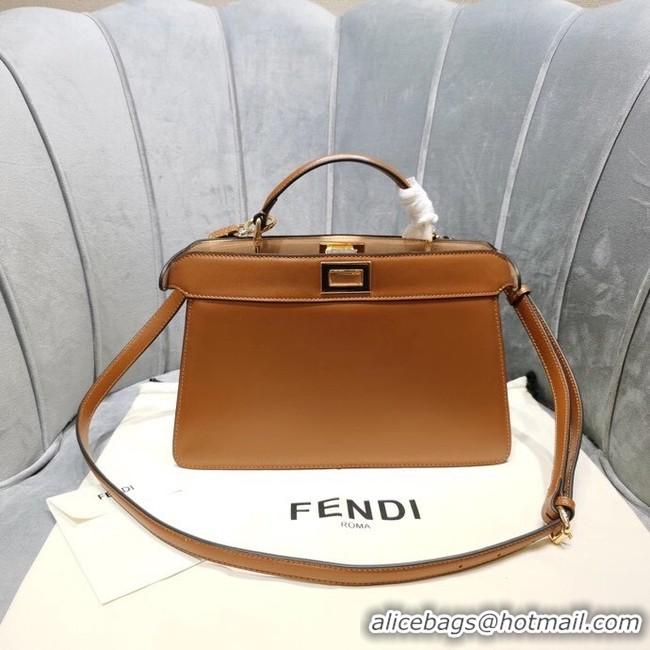 Best Cheapest Fendi PEEKABOO ISEEU EAST-WEST leather bag 8BN323A brown