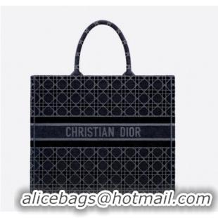 Top Design DIOR BOOK TOTE Blue Cannage Embroidered Velvet M1286Z