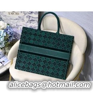 Good Quality DIOR BOOK TOTE green Cannage Embroidered Velvet M1286Z