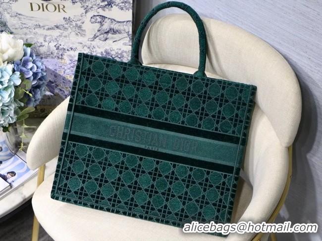 Good Quality DIOR BOOK TOTE green Cannage Embroidered Velvet M1286Z