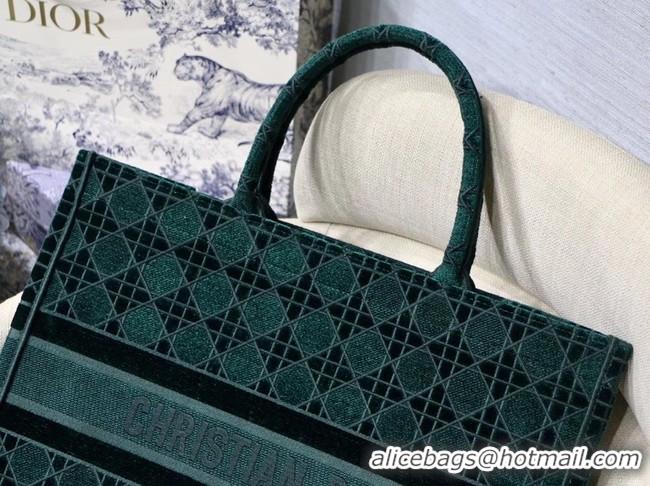 Good Quality DIOR BOOK TOTE green Cannage Embroidered Velvet M1286Z