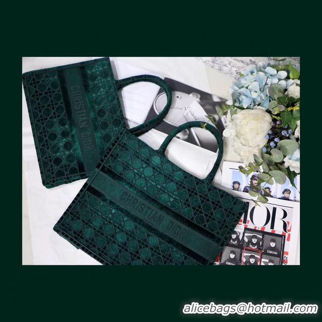 Good Quality DIOR BOOK TOTE green Cannage Embroidered Velvet M1286Z