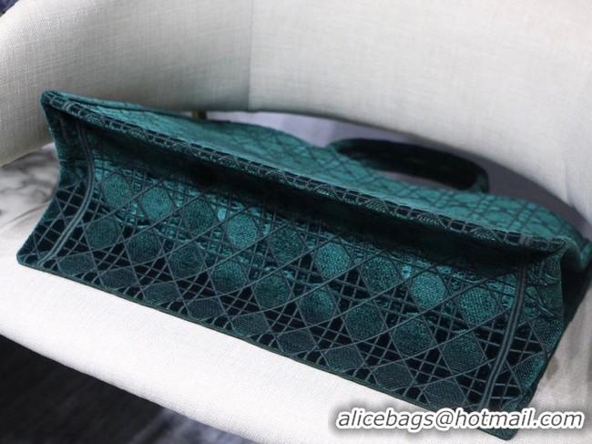 Good Quality DIOR BOOK TOTE green Cannage Embroidered Velvet M1286Z