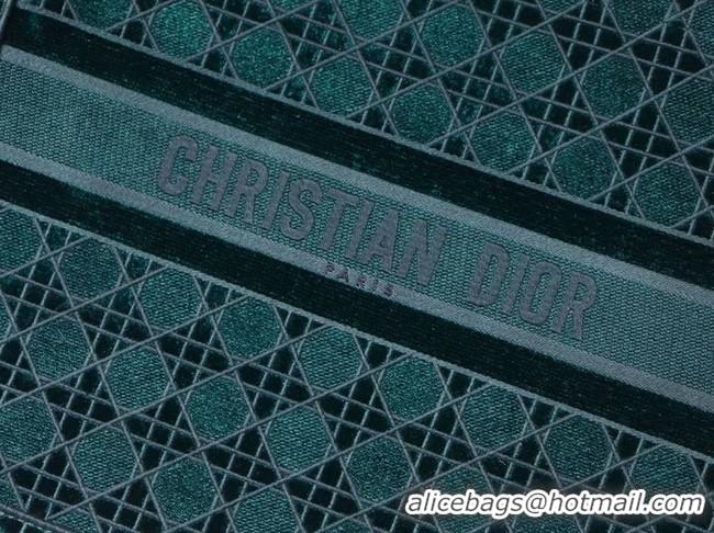 Good Quality DIOR BOOK TOTE green Cannage Embroidered Velvet M1286Z