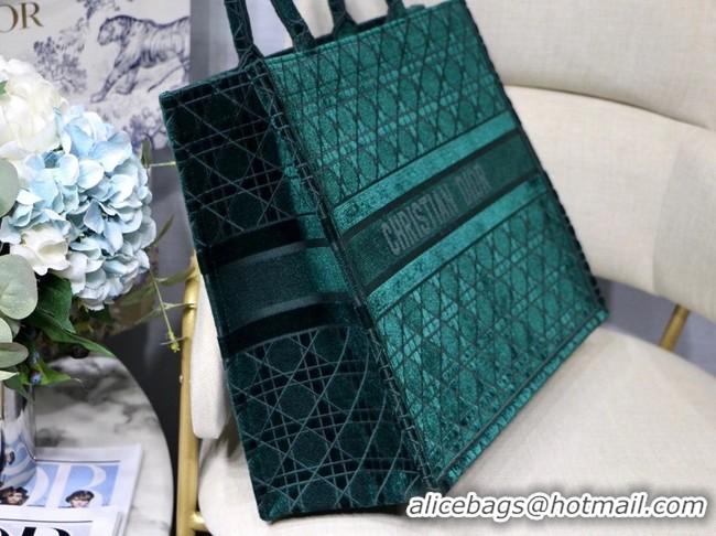 Good Quality DIOR BOOK TOTE green Cannage Embroidered Velvet M1286Z