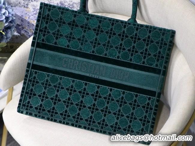 Good Quality DIOR BOOK TOTE green Cannage Embroidered Velvet M1286Z