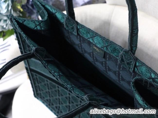 Good Quality DIOR BOOK TOTE green Cannage Embroidered Velvet M1286Z