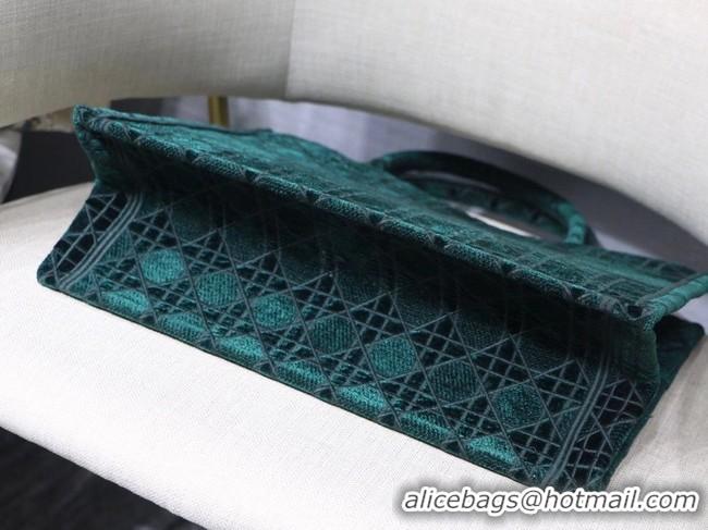 Famous Brand DIOR BOOK TOTE green Cannage Embroidered Velvet M1287Z