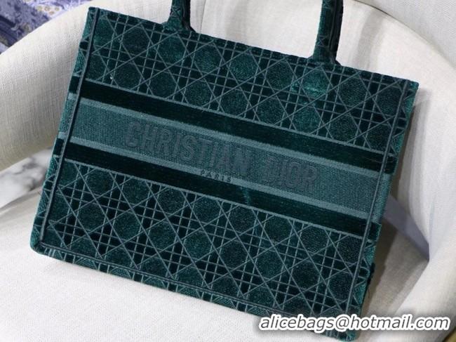 Famous Brand DIOR BOOK TOTE green Cannage Embroidered Velvet M1287Z