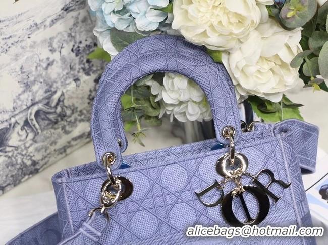 Good Product MEDIUM LADY D-LITE BAG Denim Blue Cannage Embroidery M0565OR