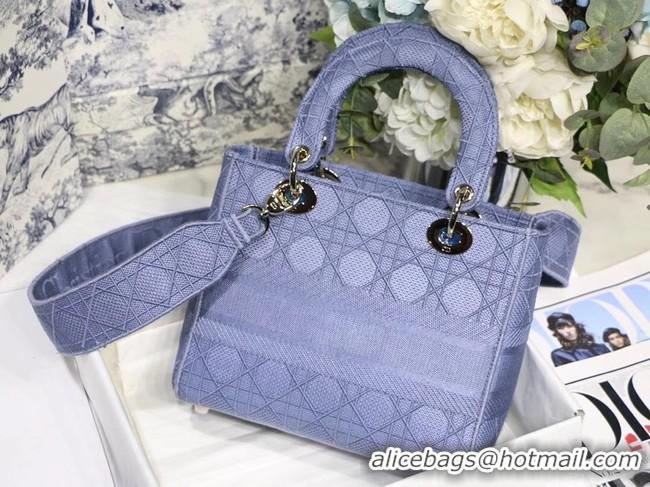 Good Product MEDIUM LADY D-LITE BAG Denim Blue Cannage Embroidery M0565OR