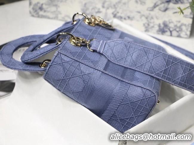 Good Product MEDIUM LADY D-LITE BAG Denim Blue Cannage Embroidery M0565OR