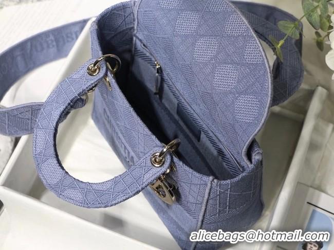 Good Product MEDIUM LADY D-LITE BAG Denim Blue Cannage Embroidery M0565OR