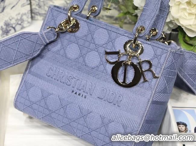 Good Product MEDIUM LADY D-LITE BAG Denim Blue Cannage Embroidery M0565OR