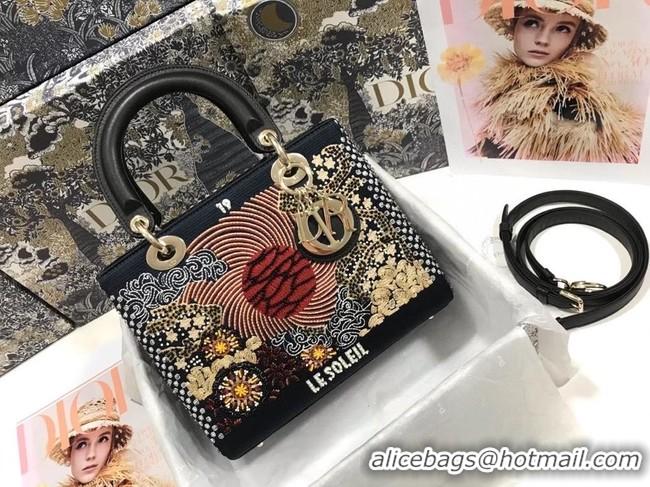 Pretty Style LADY DIOR Pearl and Thread Embroidery cattle leather M0565OSCQ-1