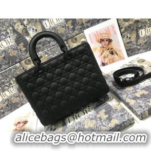 New Style LARGE LADY DIOR BAG Black Ultramatte Cannage Calfskin M0566SL