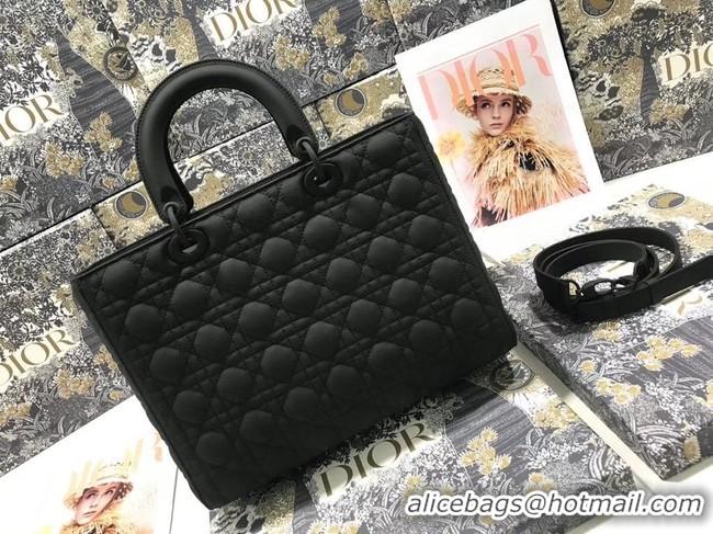 New Style LARGE LADY DIOR BAG Black Ultramatte Cannage Calfskin M0566SL