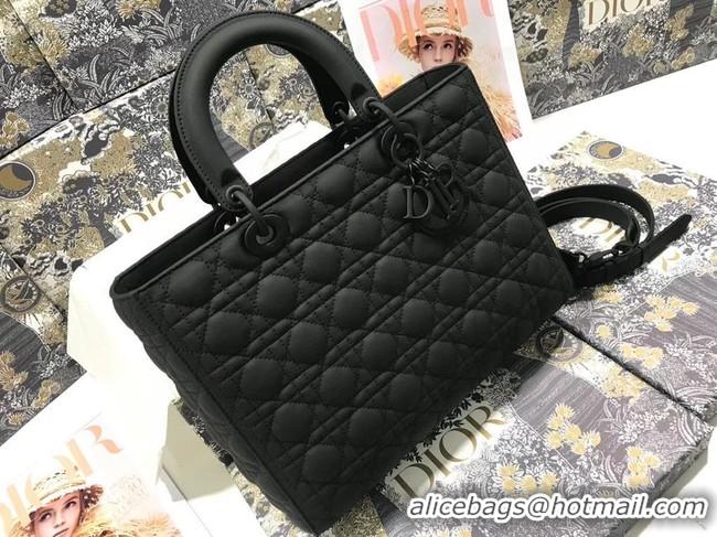 New Style LARGE LADY DIOR BAG Black Ultramatte Cannage Calfskin M0566SL