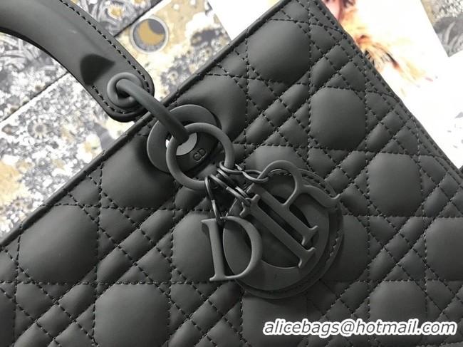 New Style LARGE LADY DIOR BAG Black Ultramatte Cannage Calfskin M0566SL