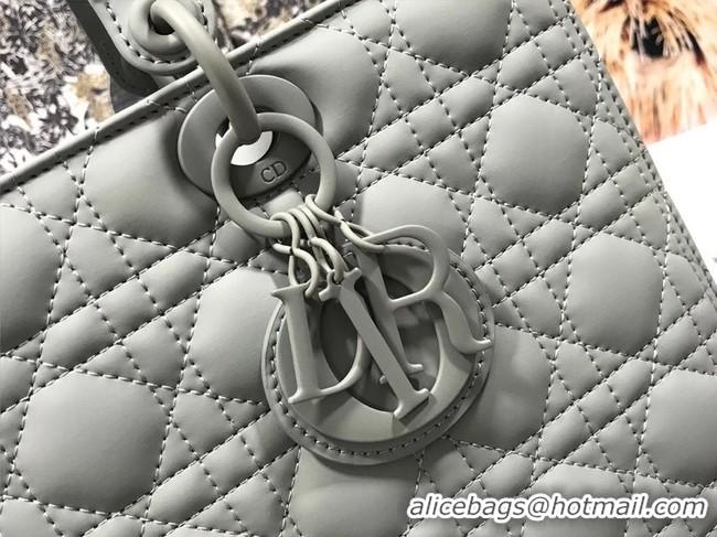 Super Quality LARGE LADY DIOR BAG Gray Ultramatte Cannage Calfskin M0566SL