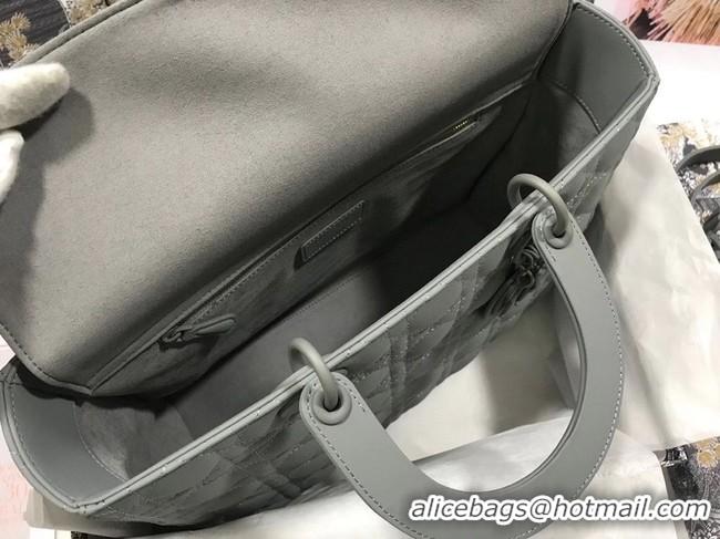 Super Quality LARGE LADY DIOR BAG Gray Ultramatte Cannage Calfskin M0566SL